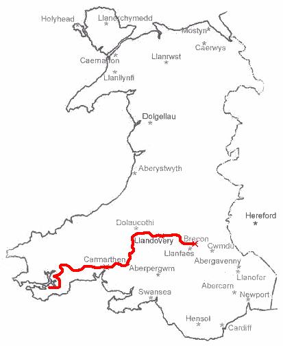 Wales - Pembroke Dock to Carmarthen to Llandovery to Brecon