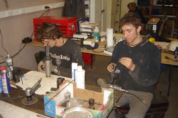 My team (most of the Canadian portion thereof). Cleaning needle-guns